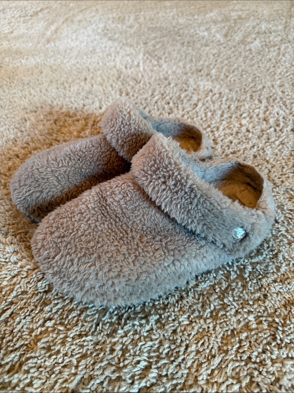 Cozy Fuzzy Slip-On Croc Slippers - Taupe